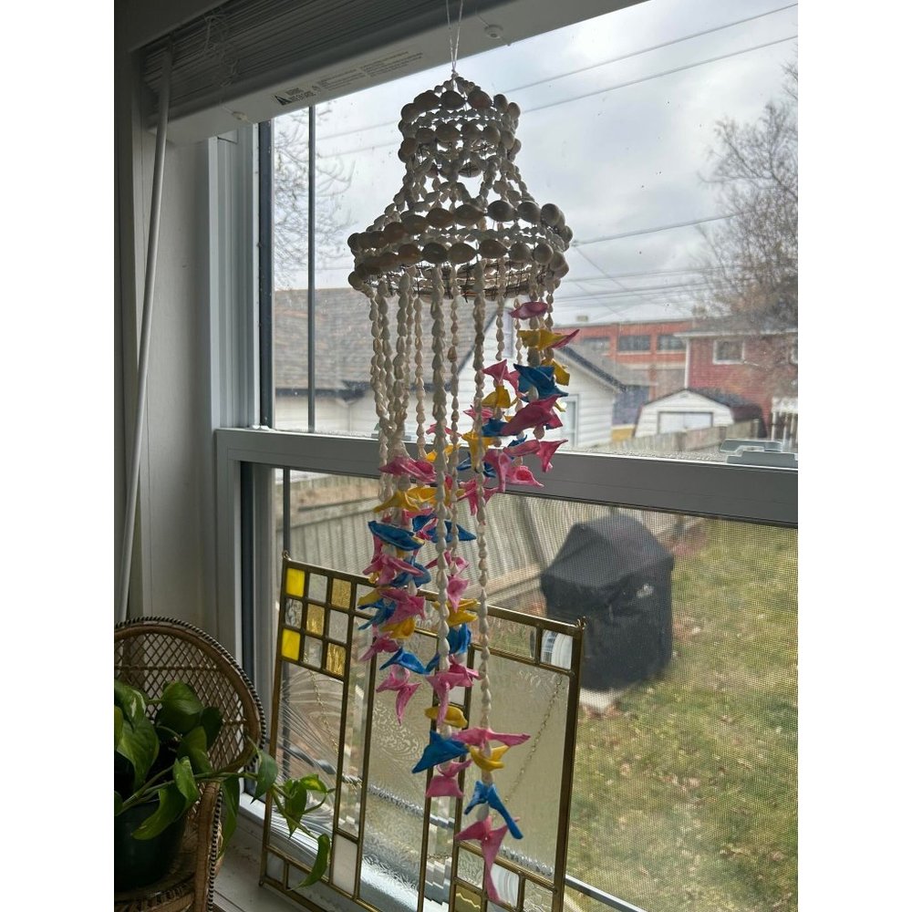 Vintage Sea Shells Wind Charm Hanging Window  Beach House Ocean Cottage